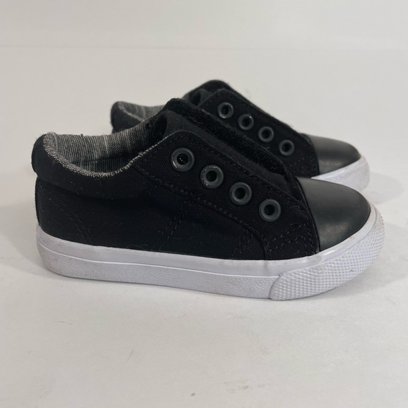 Toddler’s Size 6 Cat And Jack “Converse Style” Black Slip On Laceless Shoes - Picture 3 of 7